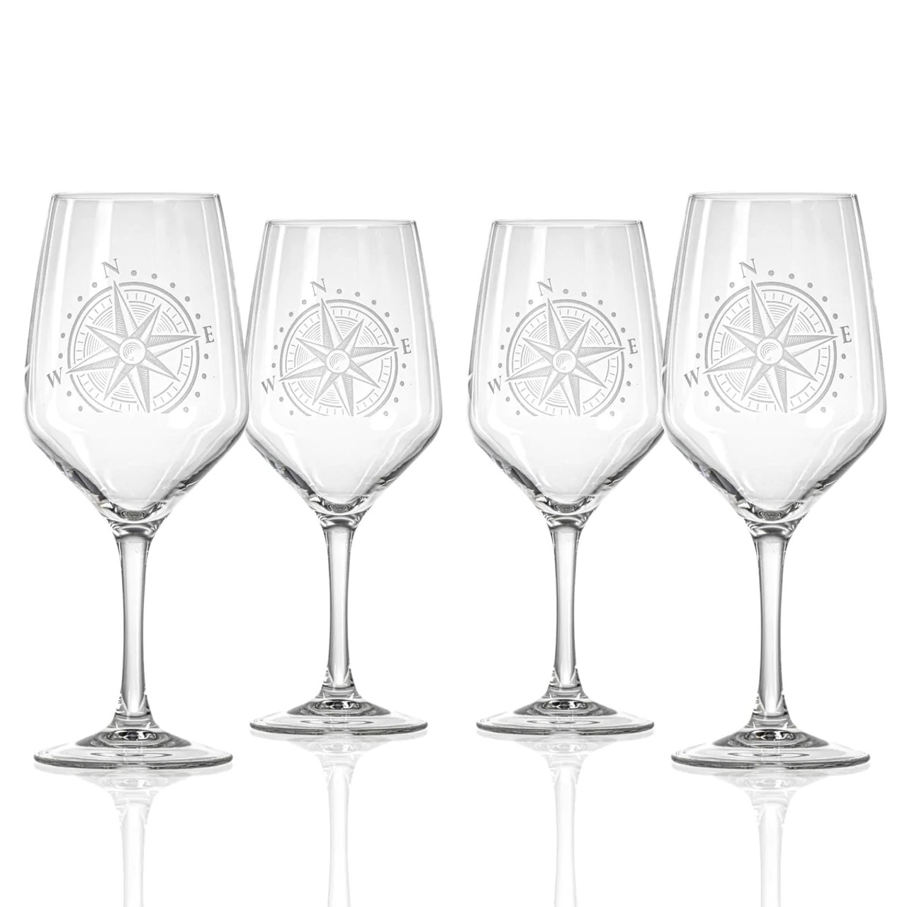 Seashore Coastal Etched Wine Glasses