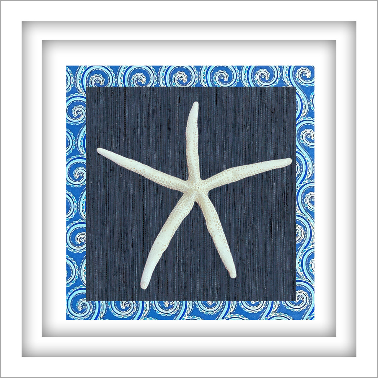 Large Starfish I White and Blue Coastal Shadowbox Art