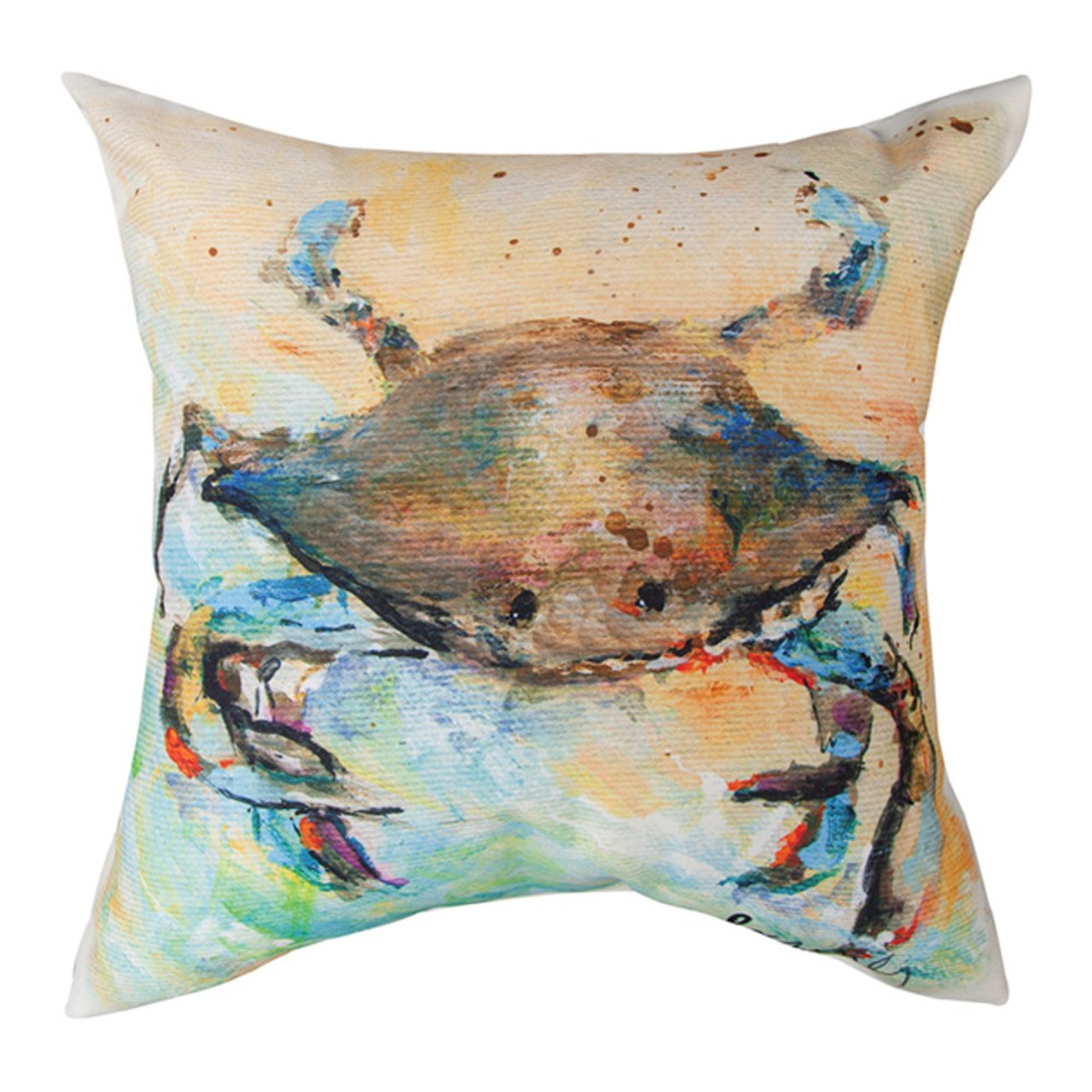 Artisan Created Watercolor Shore Crab 18 x 18 Pillow