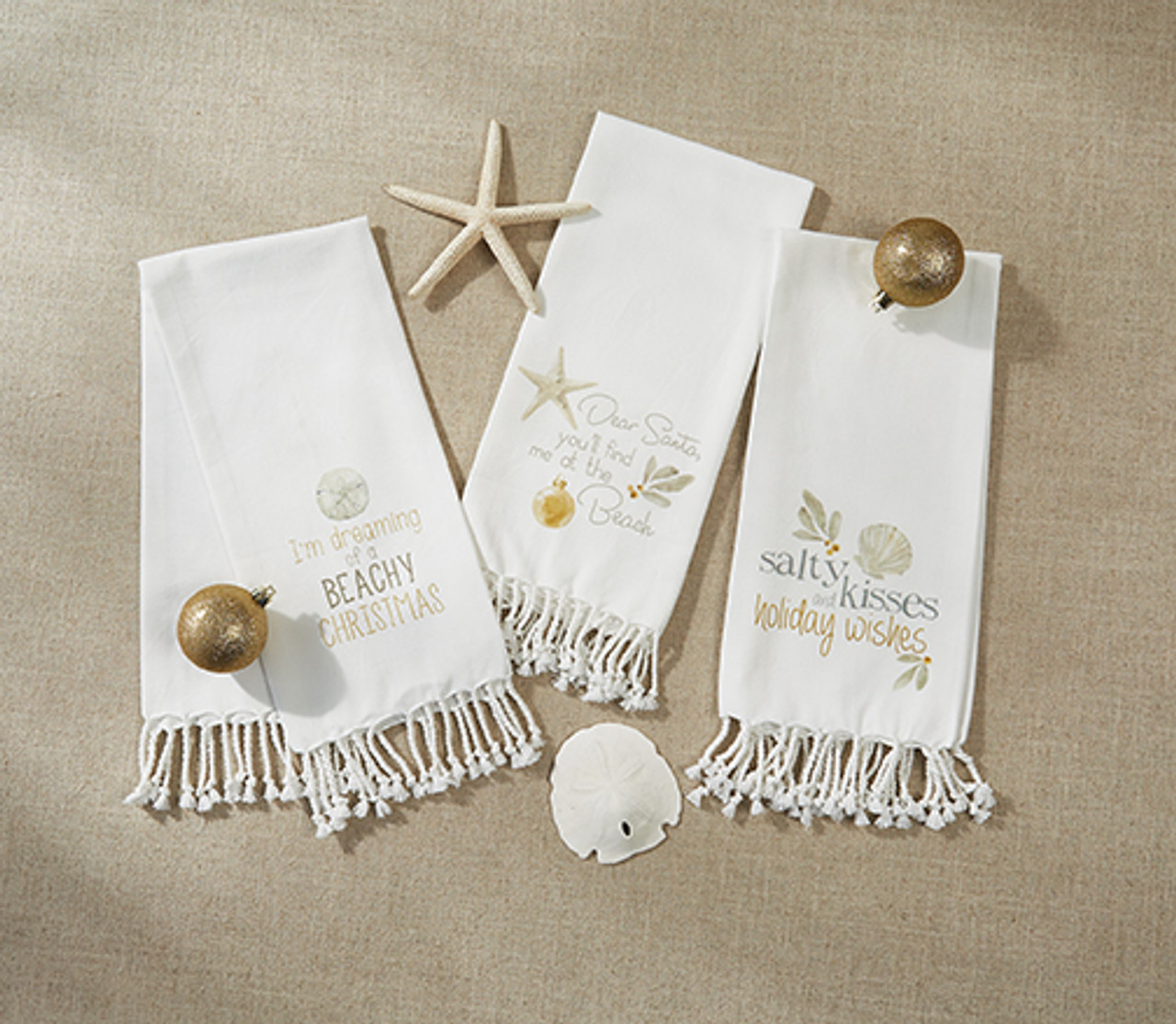 PACK OF SPARKLY CHRISTMAS KITCHEN TOWELS (PACK OF 2) - Gold