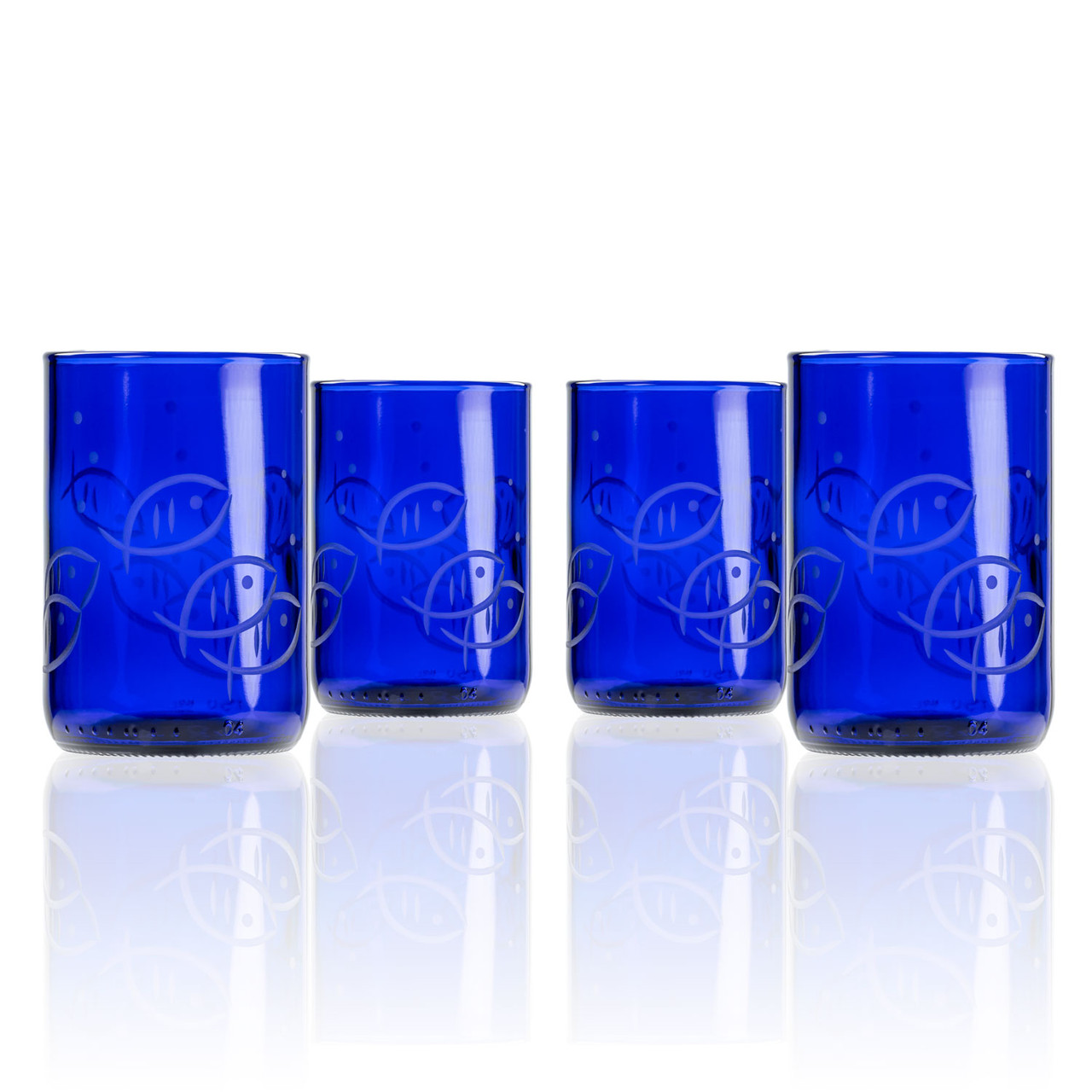 Dark Blue Tumblers. Set of Four Cobalt Blue Modern Design Glasses. Fin –  Anything Discovered