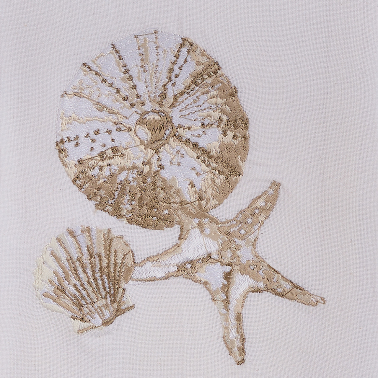 Emborded Shells Set of Two Embroidered Shell Cove Beach Decorative Dishtowels