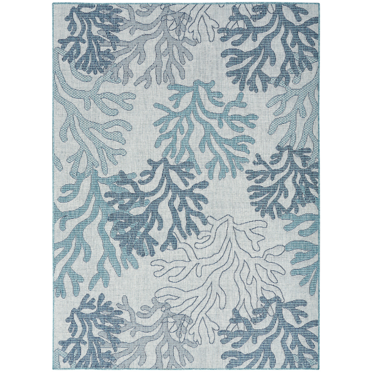 Key Largo Blue Coral Reef Design Indoor-Outdoor Rug | Caron's