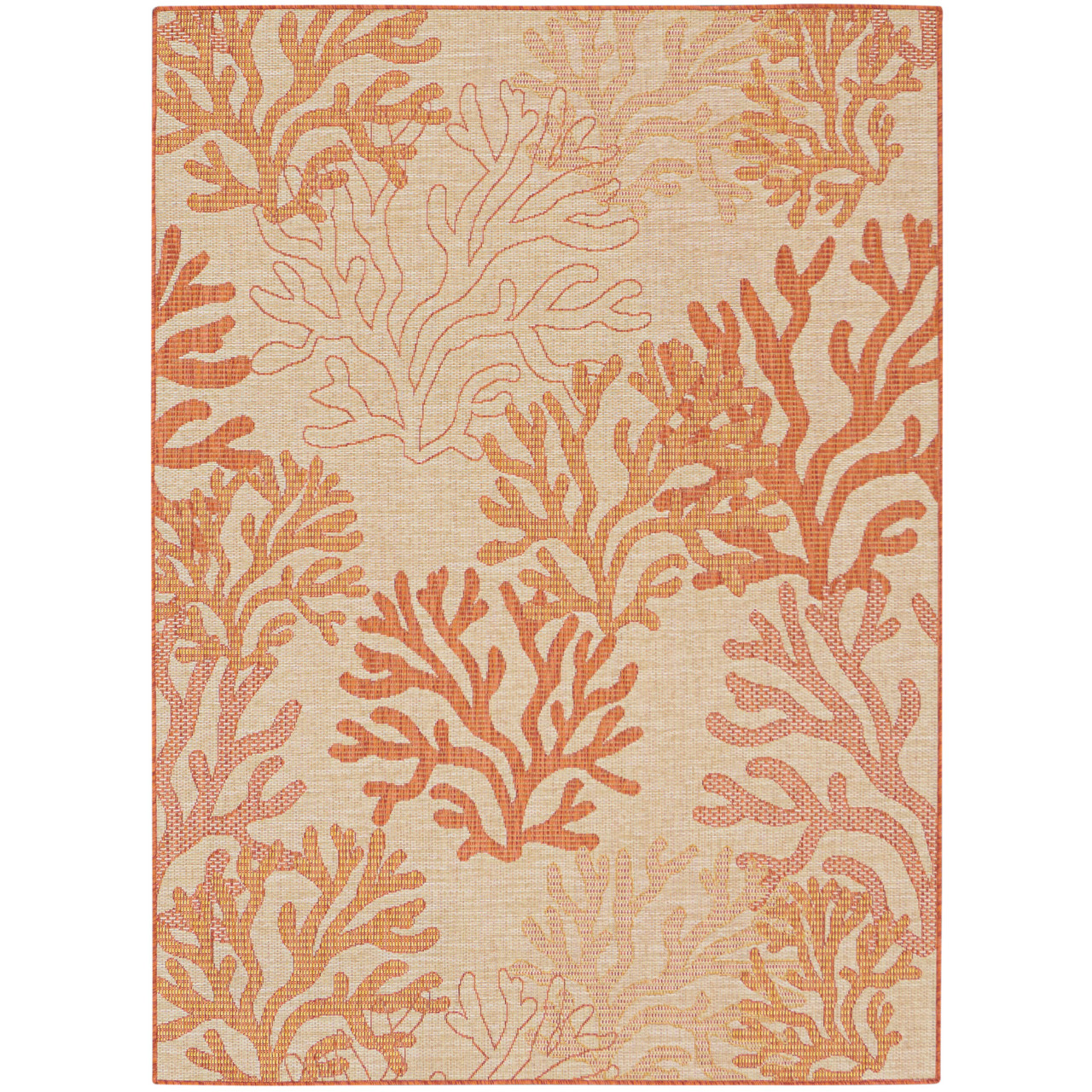Key Largo Orange Coral Reef Design Indoor-Outdoor Rug | Caron's