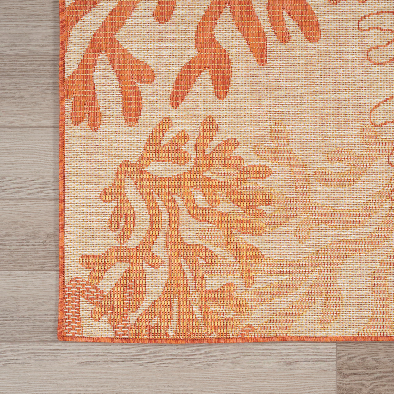 Key Largo Orange Coral Reef Design Indoor-Outdoor Rug | Caron's