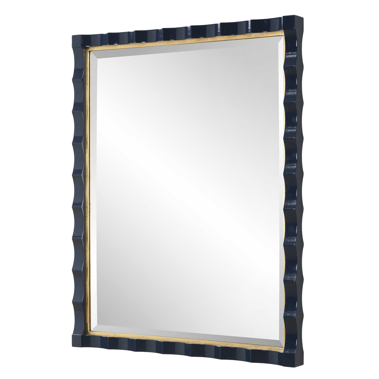 West Hampton Navy and Gold Mirror | Caron's Beach House