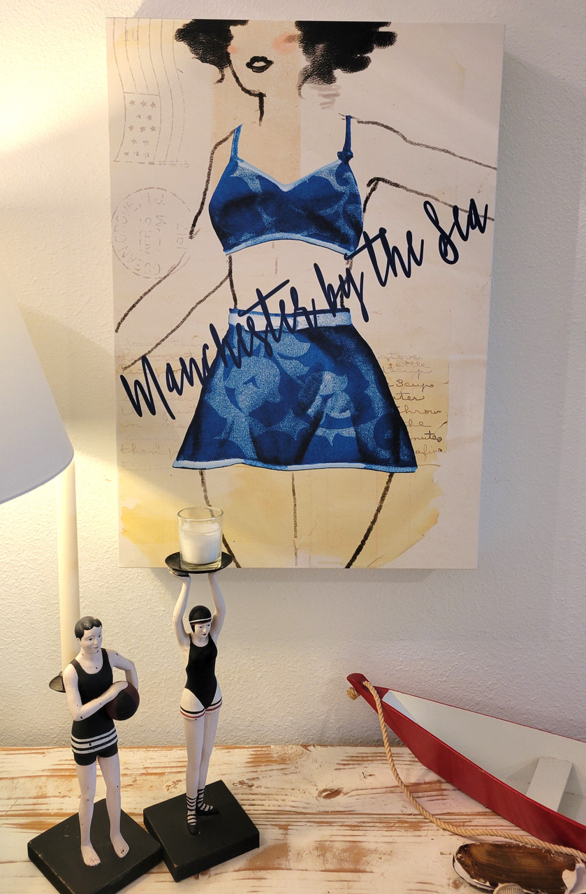 Two Piece Blue Bathing Suit Postcards from the Beach Art