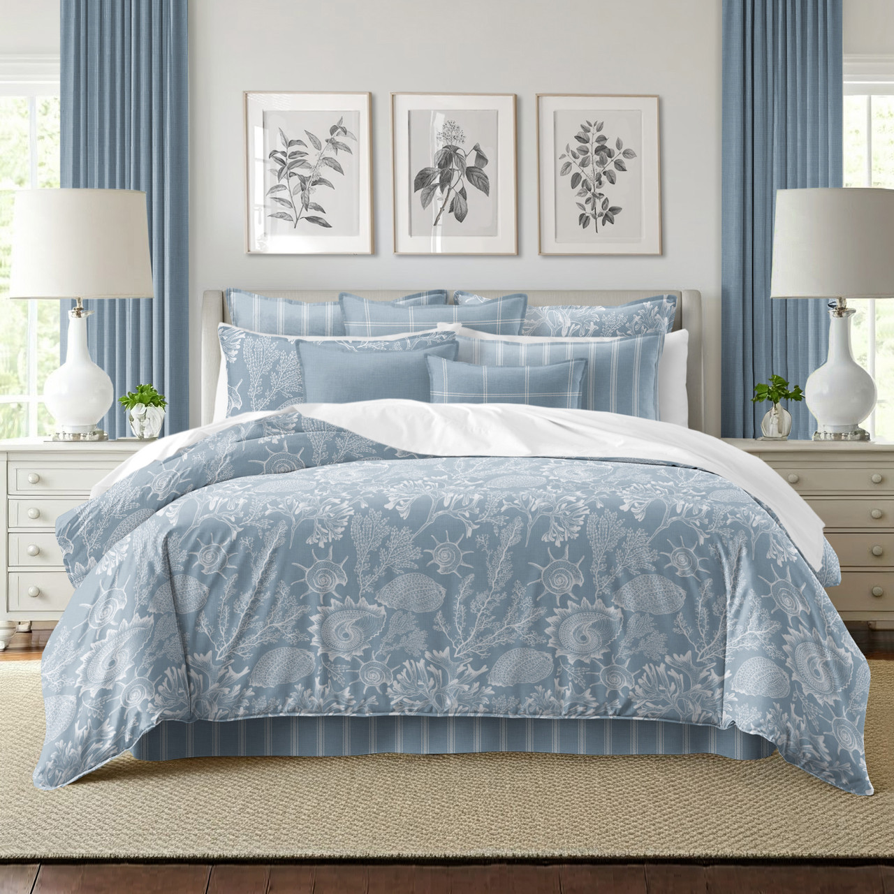 Shellabration Cornflower Blue Designer Duvet Bedding Set