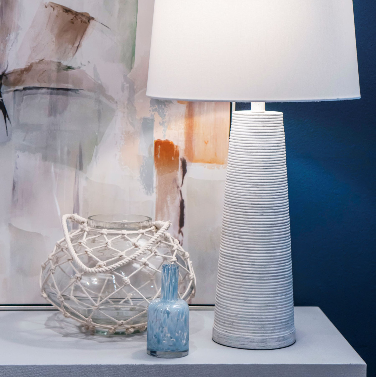 Bonita Glass and White Rope Vase - Caron's Beach House