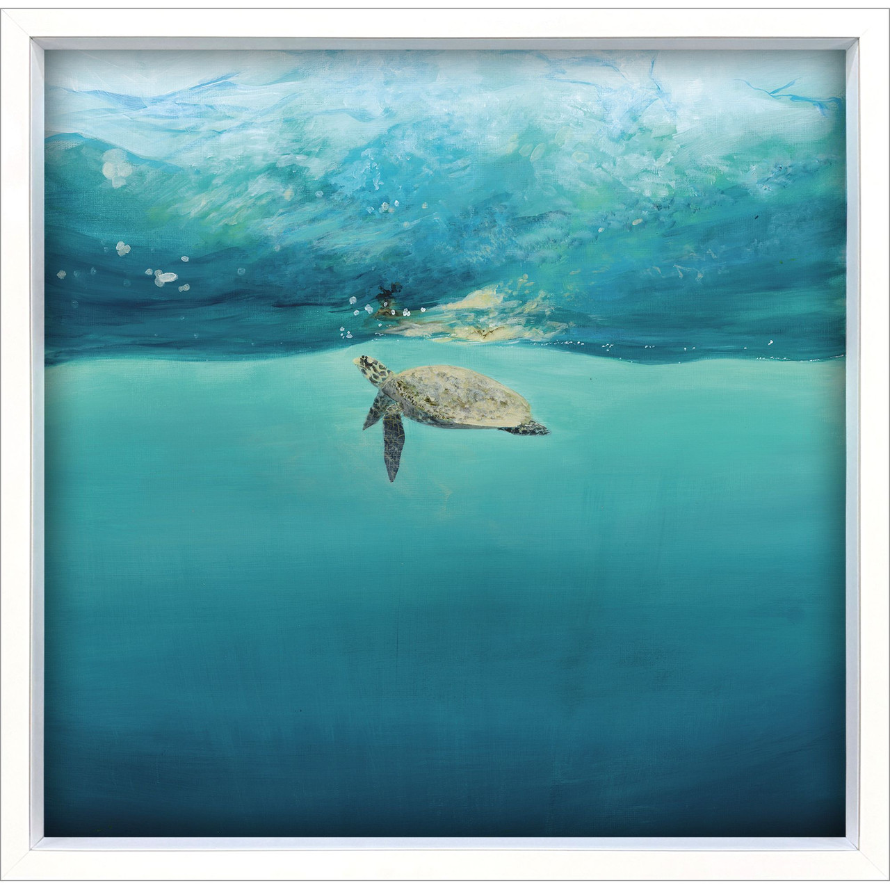 Azure Lagoon Turtle Reflection Shadowbox Framed Art | Caron's