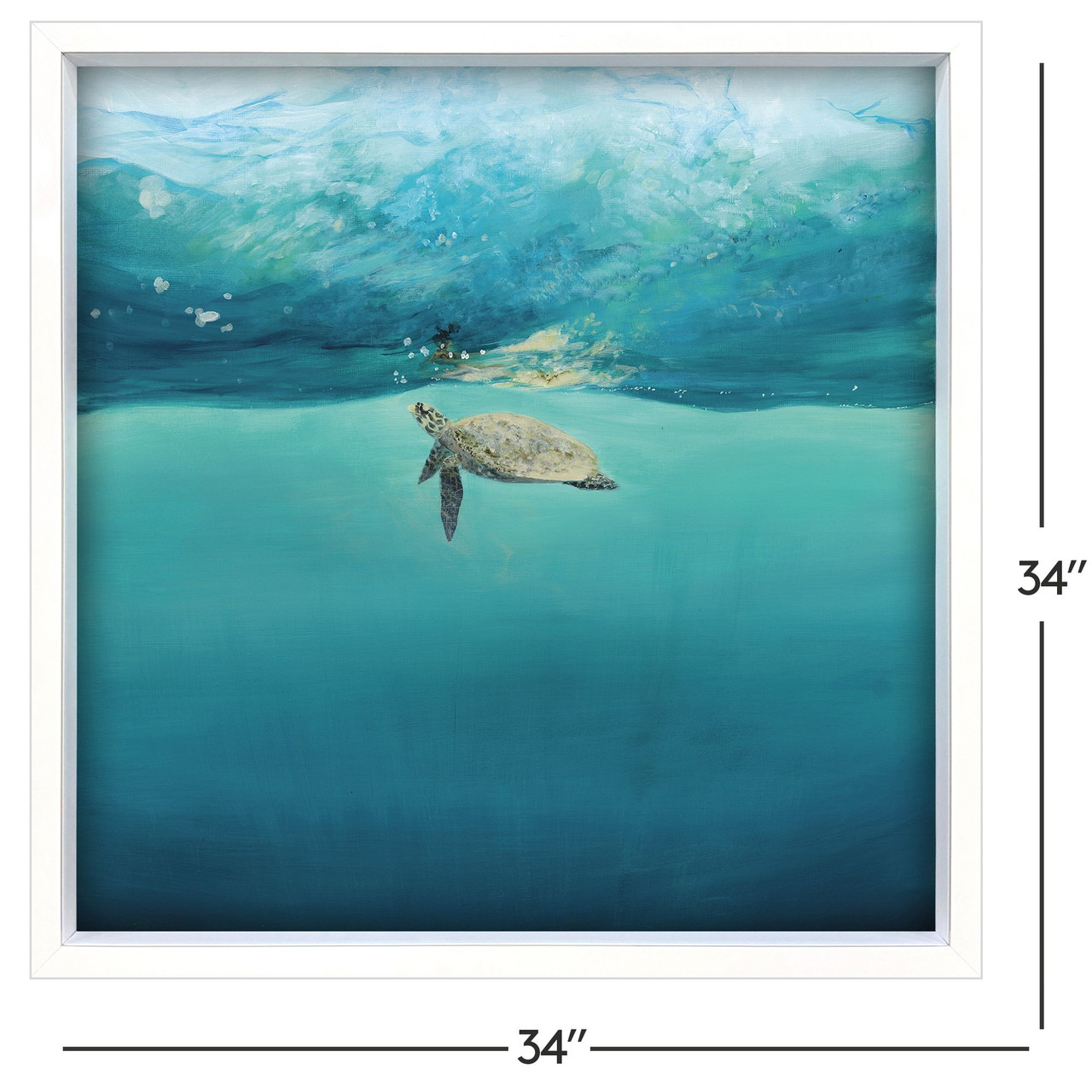 Azure Lagoon Turtle Reflection Shadowbox Framed Art | Caron's