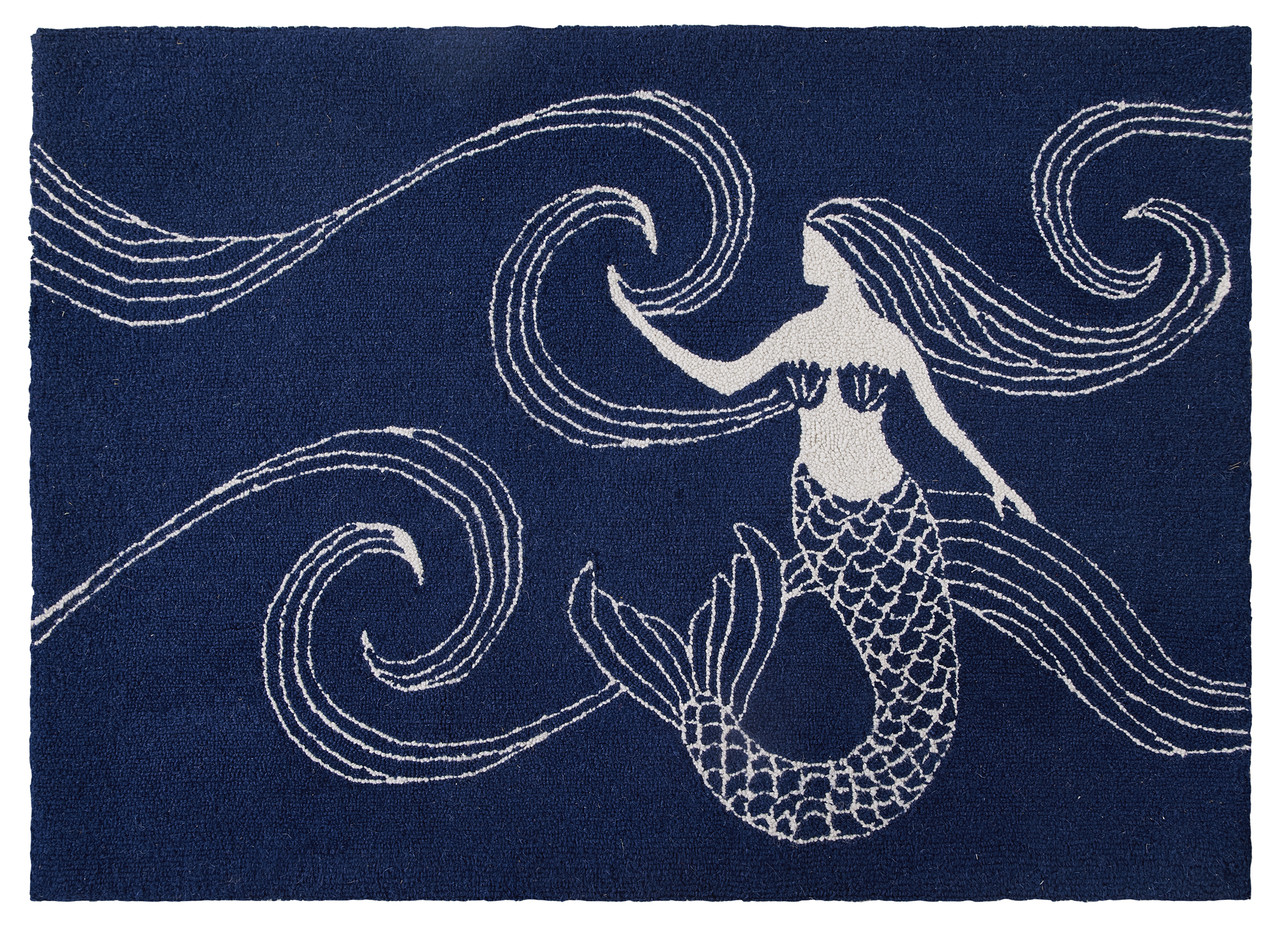 Ocean Song Mermaid Wool Accent Rug | Caron's Beach House