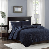 Harper Navy Velvet Coverlet Set-King Harper Navy Velvet Coverlet Set-King