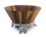 Sea Turtle Wood and Pewter Salad Bowl Sea Turtle Wood and Pewter Salad Bowl