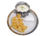 Clam Shaped Chip and Dip Server with chips Clam Shaped Chip and Dip Server with chips