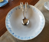 Brisa Ria Blue Pasta Serving Bowl with crab servers Brisa Ria Blue Pasta Serving Bowl with crab servers