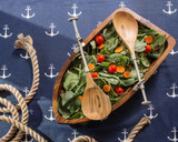 Row Boat and Oars Salad Set on table 1 Row Boat and Oars Salad Set on table 1