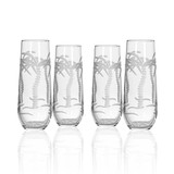 Palm Tree Engraved Stemless Flutes - Set of 4 Palm Tree Engraved Stemless Flutes - Set of 4
