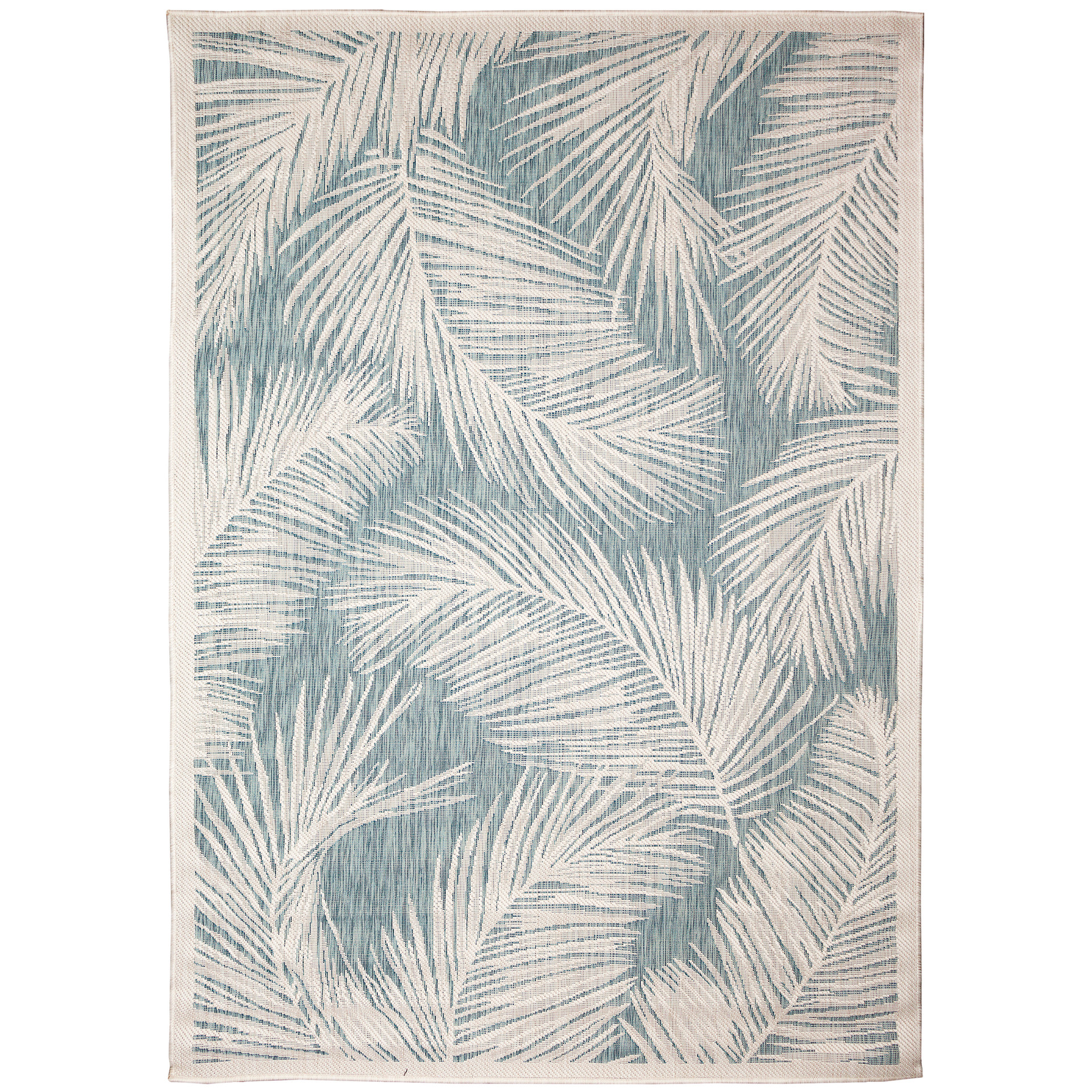 Sea Blue Palms Border IndoorOutdoor Area Rug Caron's Beach House