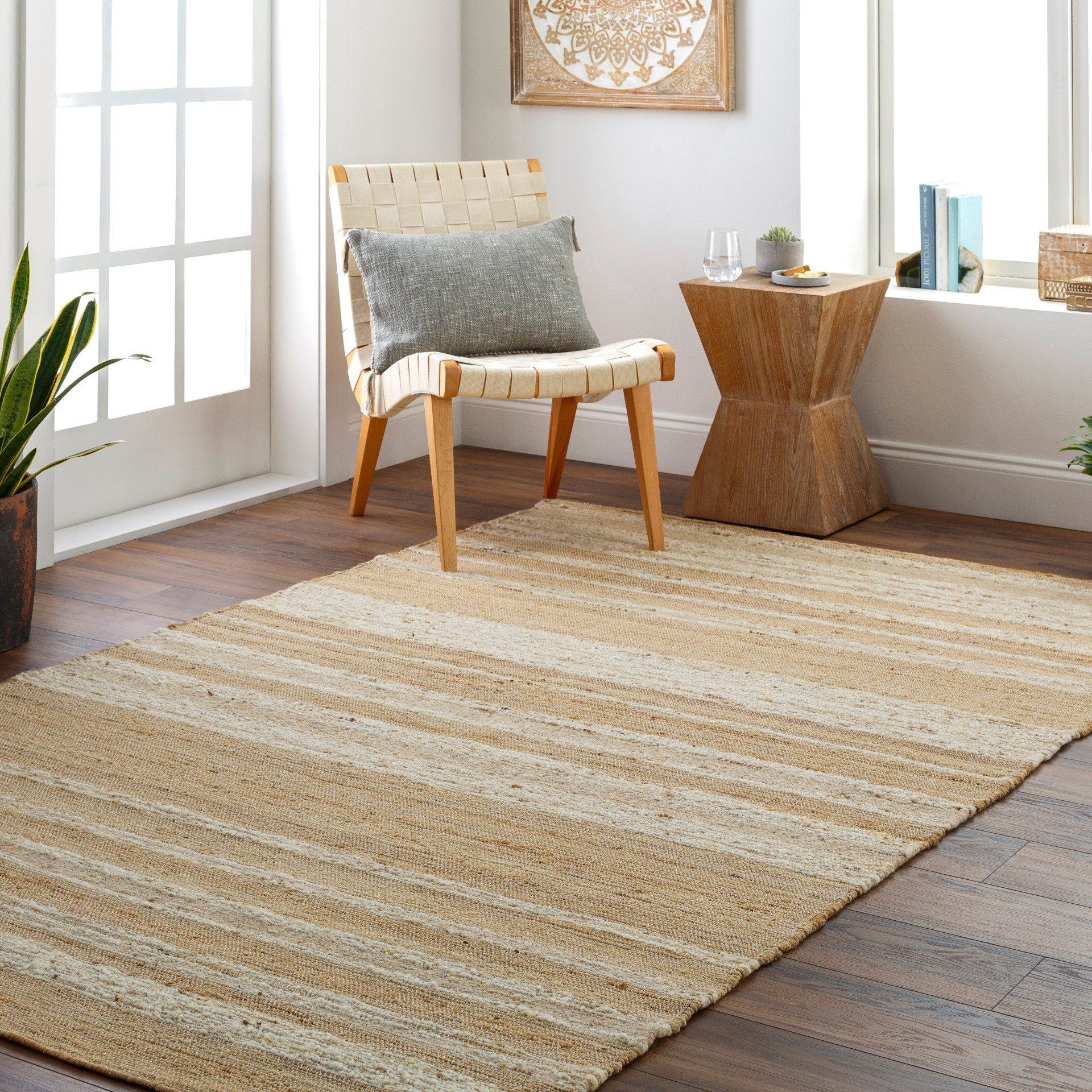 Geneva Dunes Jute and Wool Woven Rug Available in Several Sizes
