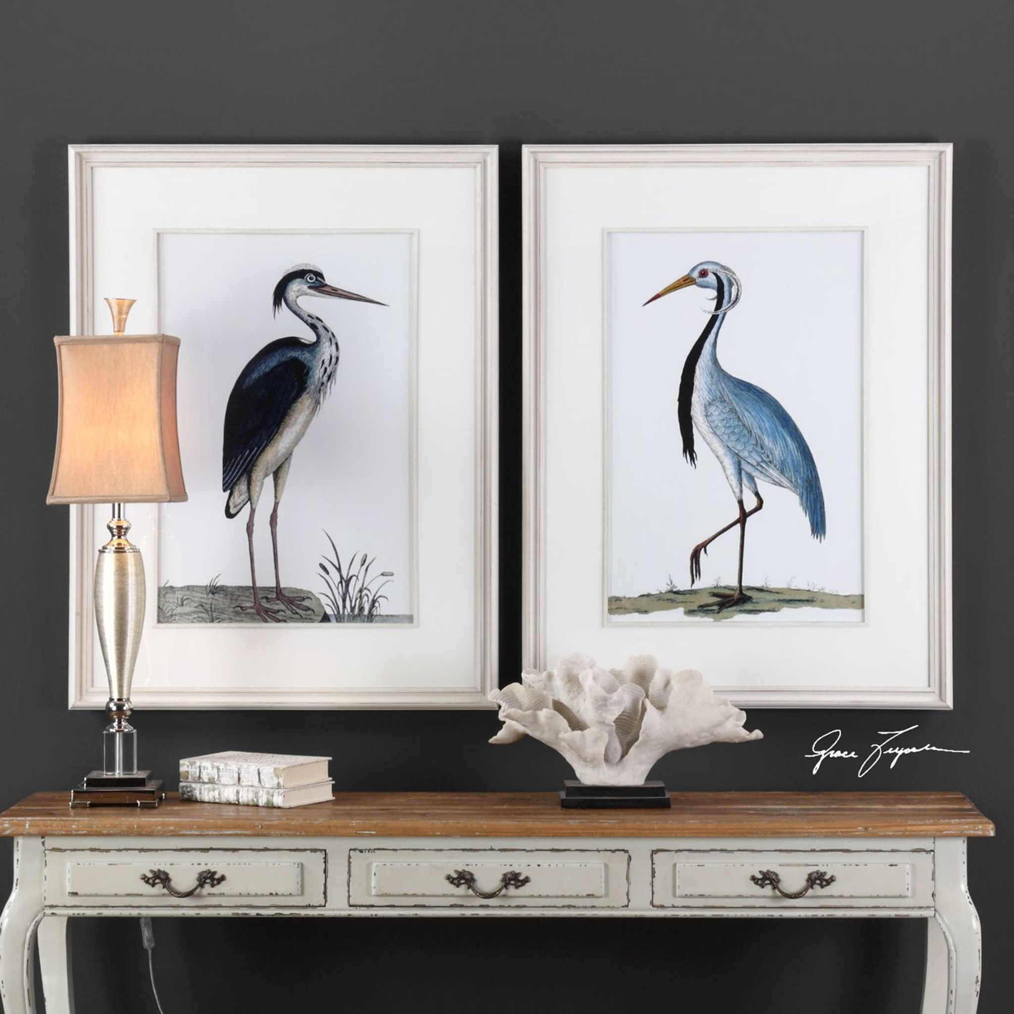 Shore Birds Framed In White Art Set Of 2