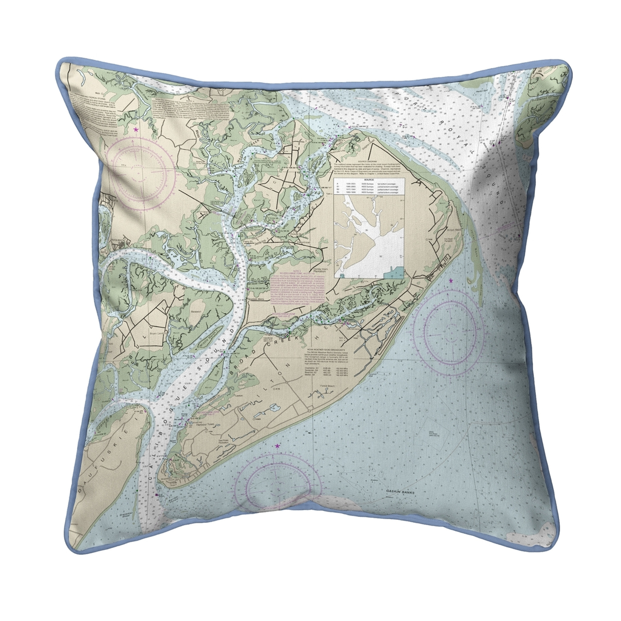 Hilton Head South Carolina Nautical Chart 22 X 22 Pillow