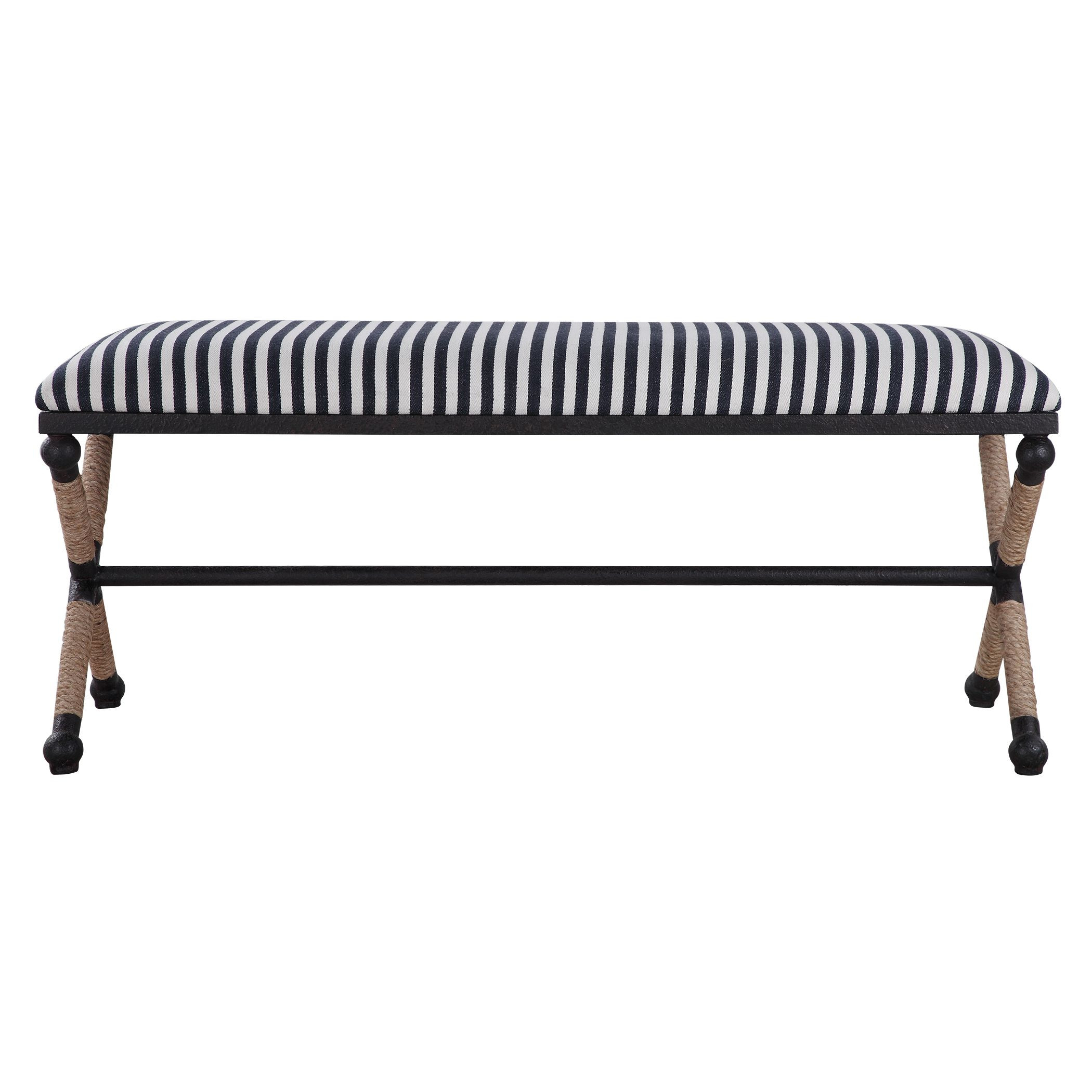 Nautical Braddock Navy Blue Long Bench Caron's Beach House