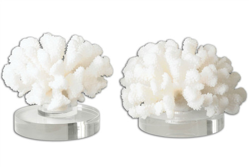 Island Faux White Coral Sculptures - Set of Two 