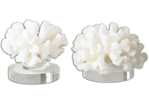 Island Faux White Coral Sculptures - Set of Two