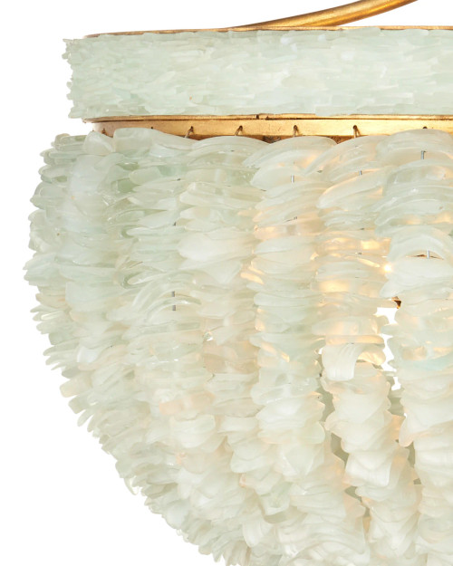 Bayou Sea Glass and Gold Finished Chandelier close up