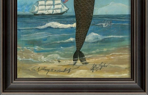 Listening to a Love Song Mermaid Art - Black Frame bottom