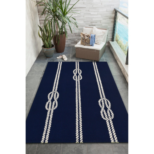 Maritime Ropes Navy Blue Hand-Tufted Area Rug patio view