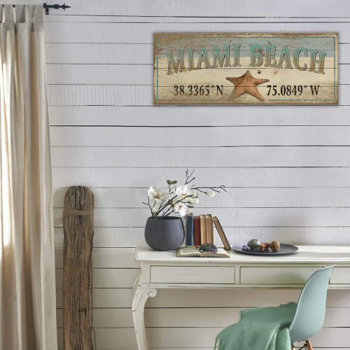 Starfish Art Custom Latitude-Longitude Beach Sign room view