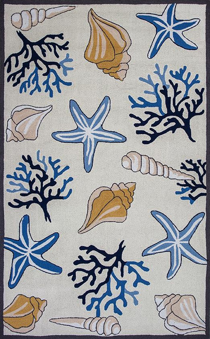 Ivory Seashore Hooked Rug