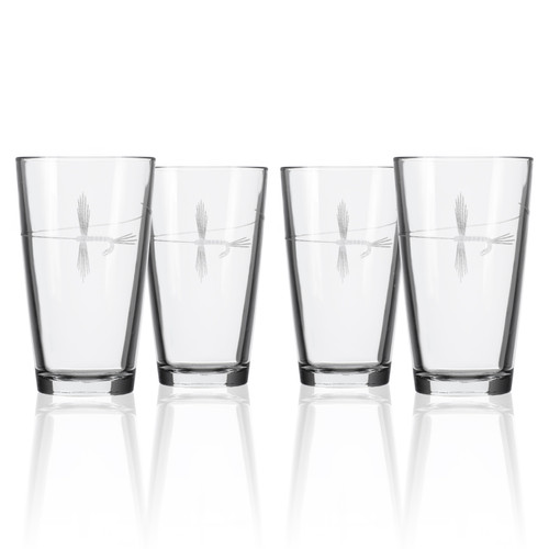 Fly Fishing Etched Pint Glasses - Set of 4