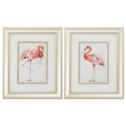 Pink Flamingo Showoff Framed Prints - Set of 2