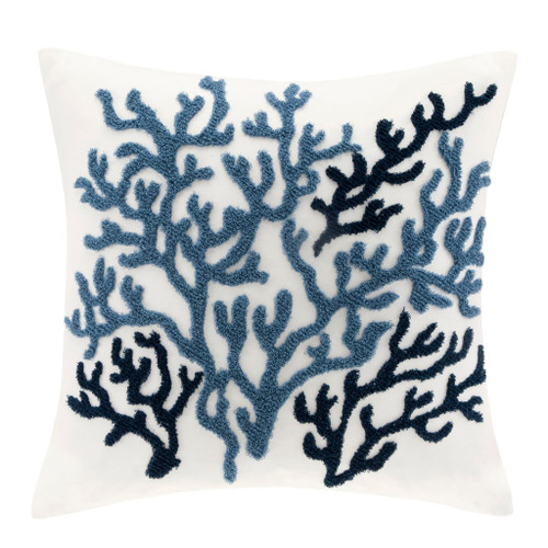 Beach House Blues Coral Embellished Pillow