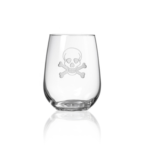 Skull and Cross Bones Stemless Wine Glasses-Single image