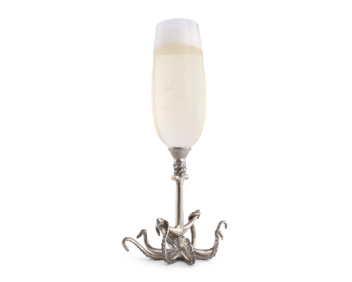Octopus Pewter Stemmed Flute with champagne