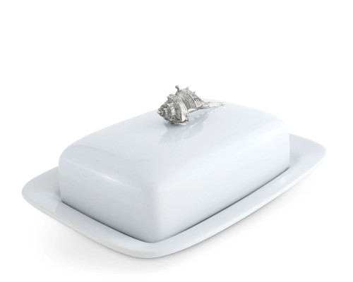 Conch Shell Stoneware Butter Dish angle view Conch Shell Stoneware Butter Dish angle view