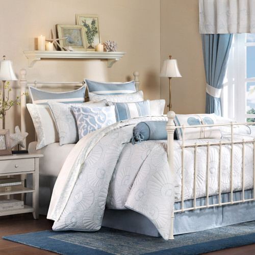 Blue and White Crystal Beach Bedding Set