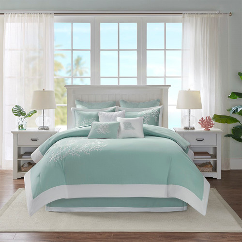 Aqua Blue Coastline Comforter Collection - Full Size room view 1