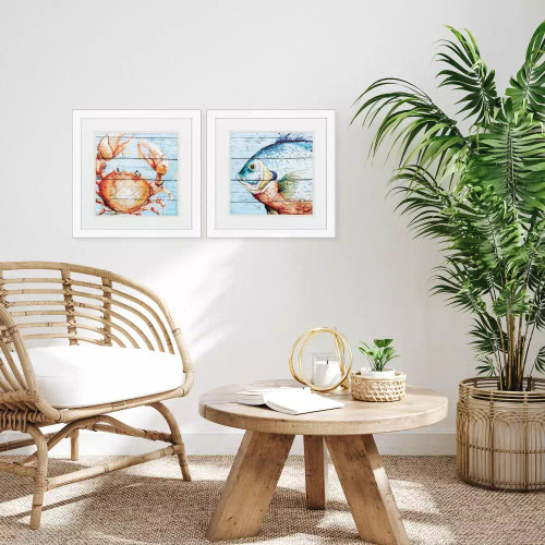 Whimsy Crab and Fish Art - Set of Two room idea