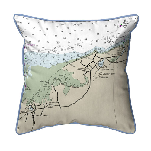 Cape Cod - Dennis, MA Nautical Chart 22 x 22 Pillow