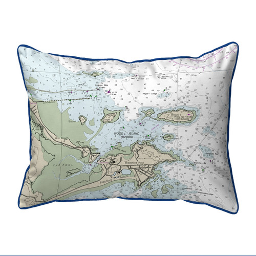 Biddleford Pool, Maine Nautical Chart 20 x 24 Pillow dark blue