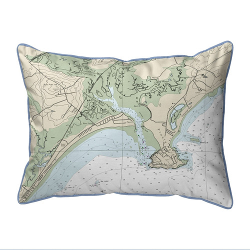 Pine Point, Maine Nautical Chart 20 x 24 Pillow light blue