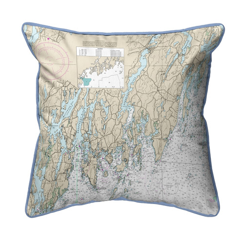 Light Blue Southport - Pemaquid ,Maine Nautical Chart 22 x 22 Pillow