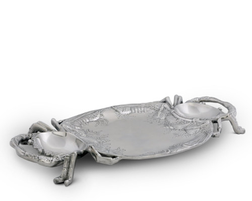 Polished Crab Platter with Handles side view