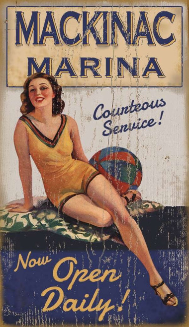 Vintage Marina Girl Custom Art Sign