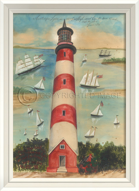 The Assateague Lighthouse Art with White Frame